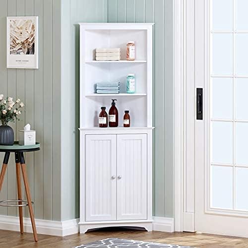 Lazy Susan used to organize items in a corner kitchen cabinet